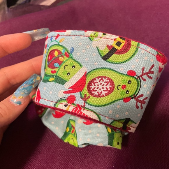 Avacado Christmas scrunchie and matching cup sleeve - Picture 2 of 2